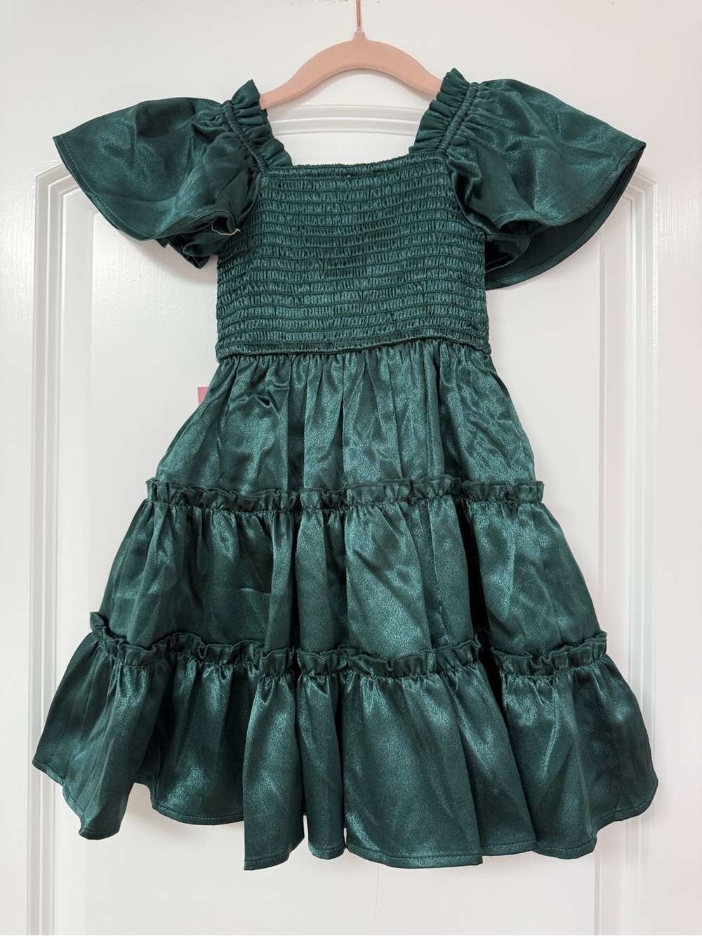 Ivy City Mini Ellie Dress in Emerald Satin 2T - Picture 4 of 11